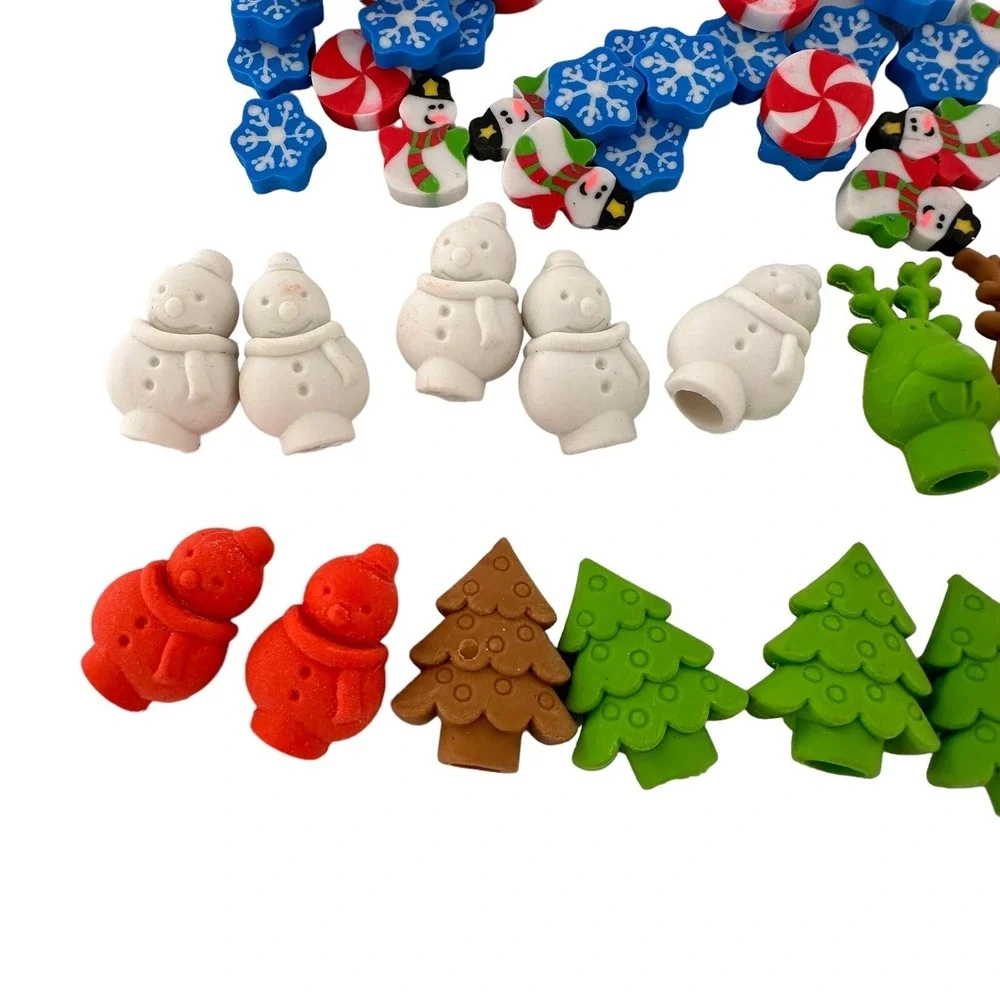 Holiday Pencil Top Erasers Christmas Trees Santa Reindeer Snowmen‎ 119 Pieces